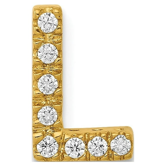 14k Yellow Gold Diamond Letter L Initial Charm Pendant