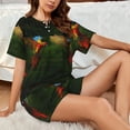 thumbnail image 4 of Fotbe Hybrid Parrot in the Forest Print Pajama Set for Women 2 Piece Loungewear Short Sleeve Tops and Shorts Set Soft Sleepwear-3X-Large, 4 of 7