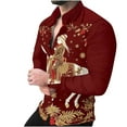 thumbnail image 2 of Donemore Men's Long Sleeve Button-Down Collar Shirt, Christmas Themed Holiday Print Design, Comfortable Casual Daily Wear Fashion Top, 2 of 8