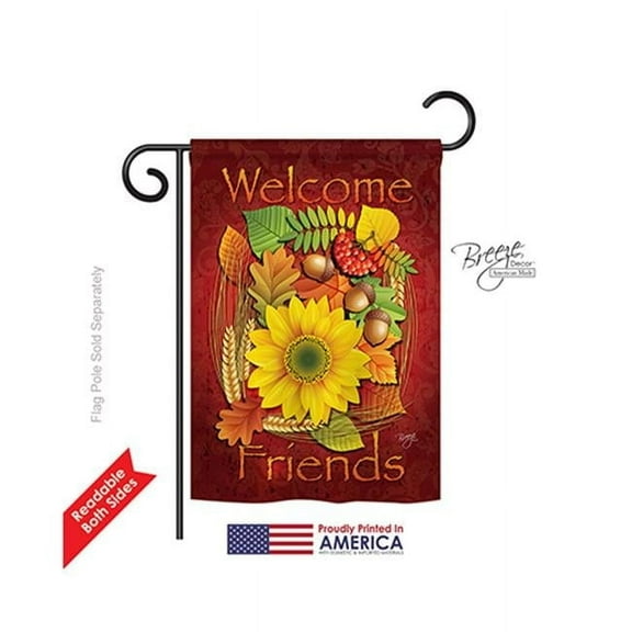 Breeze Decor 63040 Harvest & Autumn Welcome Friends Fall 2-Sided Impression Garden Flag - 13 x 18.5 in.