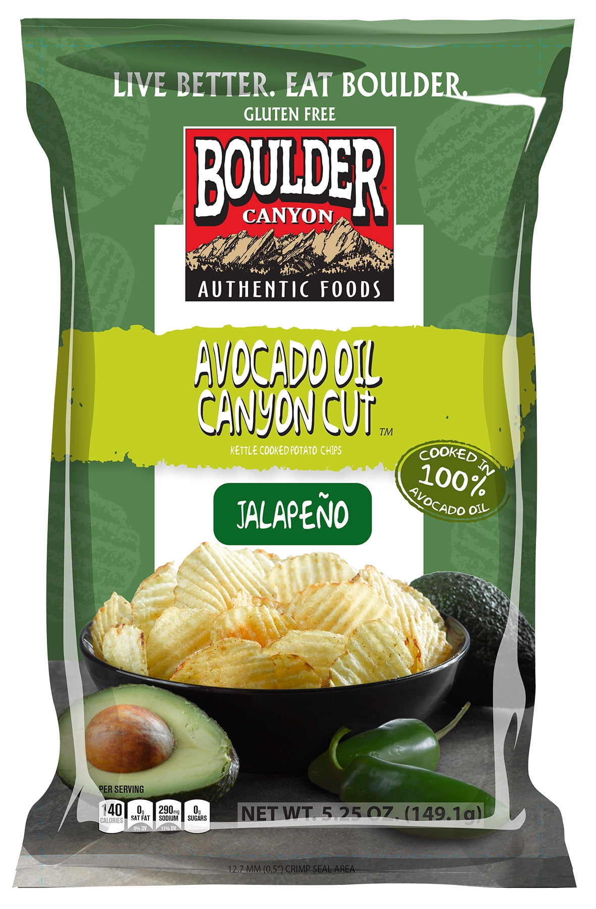 Boulder Canyon Avocado Oil Canyon Cut Jalapeno Potato Chips, 7 Oz