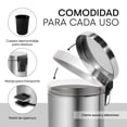 thumbnail image 2 of Bote de Basura Ninon INOX-12L de Acero Inoxidable con Pedal, Cierre Suave y Cubeta Desmontable 12 litros, 2 of 7
