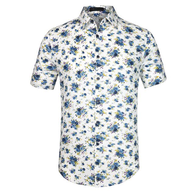 CamiHawaiaDe PlaEstampado Floral Con Botones ManCorCamiDe Verano PaHombres Blancuzco 52
