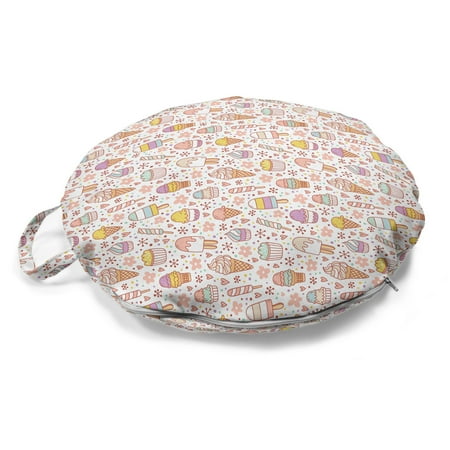 

Ice Cream Round Floor Cushion with Handle Pastel Various Flavours Popsicles Cherry Summer Hearts Flower Decorative Pillow for Living Room & Dorms 18 Round Pink Peach Mustard by Ambesonne