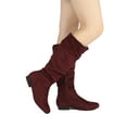 thumbnail image 4 of BURUDANI Womens Wide Calf Faux Fur Slouchy Low Heel Side Zip Knee High Boots Wide/Calf/Burgundy Size 10, 4 of 5