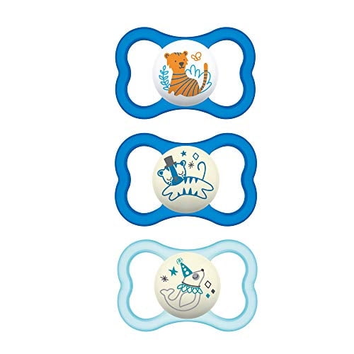 Chupetes MAM Sensitive Skin, Chupete para Bebés de 16+ Meses, el Mejor Chupete para Bebés Amamantados, Colección de Diseño 'Air Night & Day', Niño, Paquete de 3
