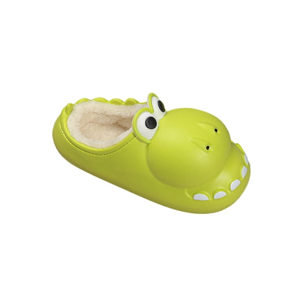 Zapatillas de dinosaurio, calzado cálido, antideslizante, duradero, cómodo, zapatos de interior, zapatos de animales para viajes, dormitorio, granja, Verde Claro 39 A 40 Yinane Zapatillas calientes