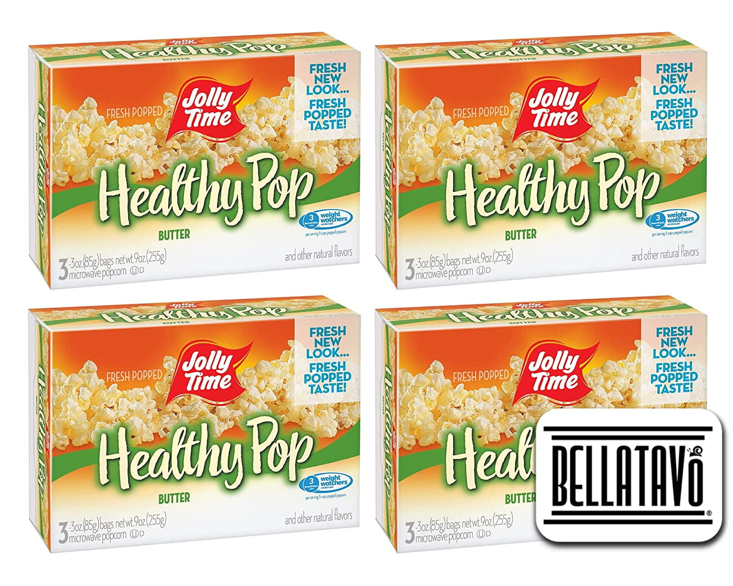 Fat Free Microwave Butter Popcorn Bundle! Includes 4 Boxes of Jolly