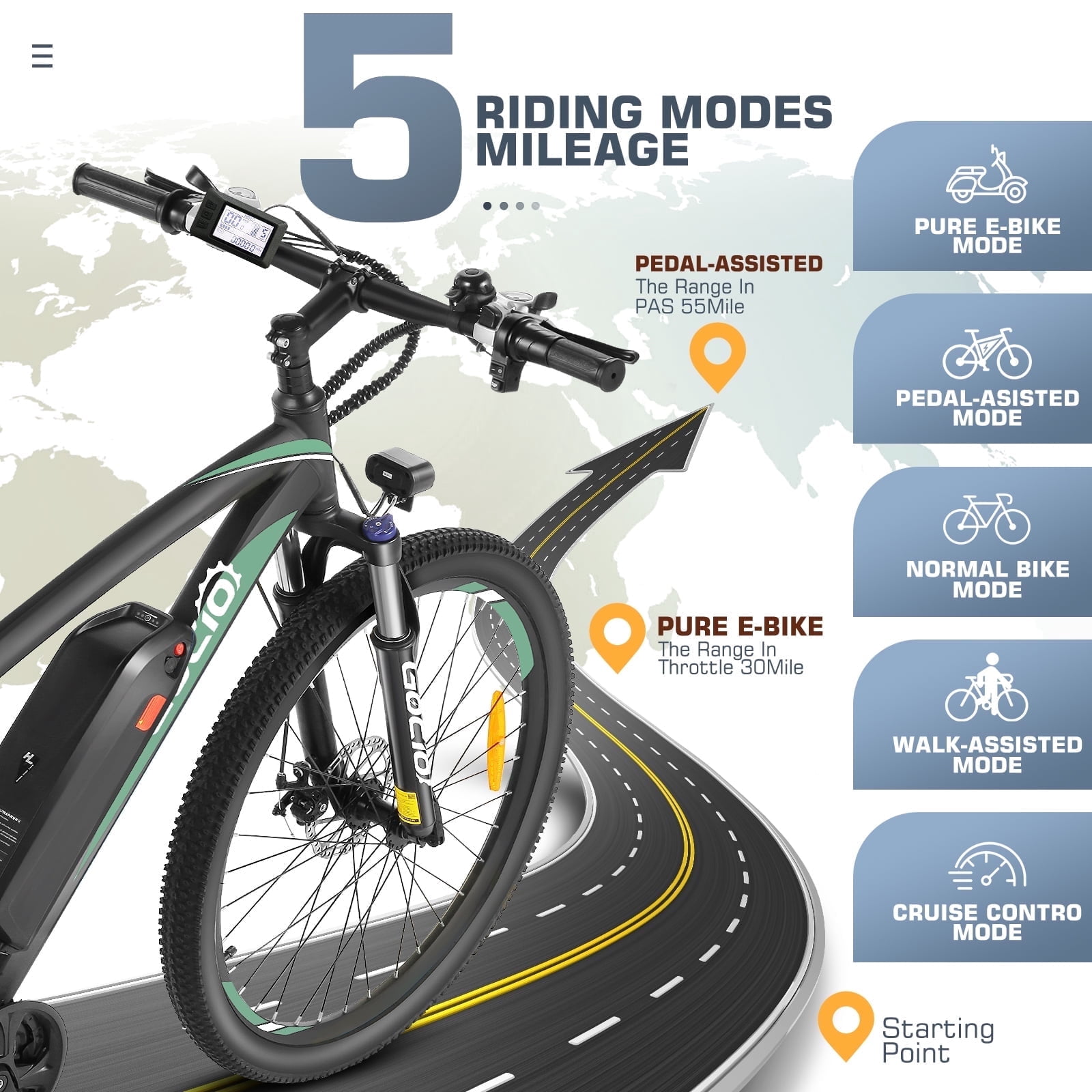 Gocio 27.5" Electric Mountain Bike for Adults, 750W Peak Motor, 48V 10.4Ah Battery, 20MPH, 21 Speed, Lockable Front Suspension, UL2849 Certified
