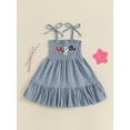 thumbnail image 2 of Okbabeha Toddler Baby Girls 4th of July Dress Fouth of July Outfit USA Embroidery Smocked Dress Summer Independence Day Clothes, 2 of 7