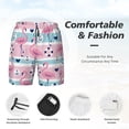 thumbnail image 5 of Gaeub Pink Striped Flamingo Mens Swim Trunks Stretch Beach Shorts Quick Dry for Men Swim Shorts Swimwear with Pockets- Small, 5 of 9