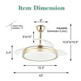 thumbnail image 5 of Cusp Barn 42" Retractable Ceiling Fan with Lights and Remote Noiseless DC Motor 6 Speed LED Ceiling Light for Bedroom Living Room, 5 of 5