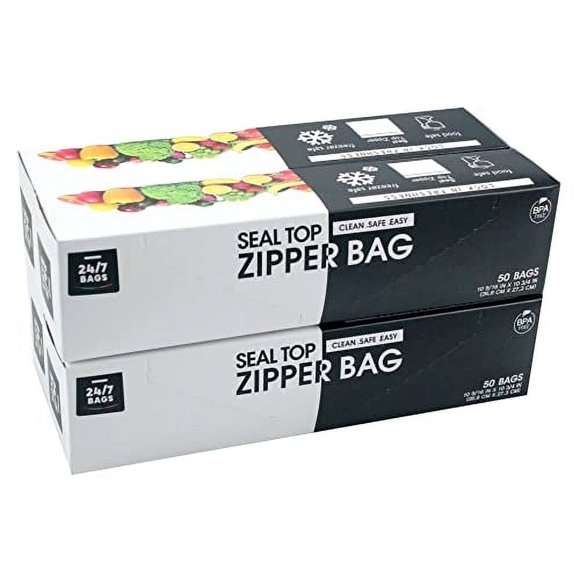 Bolsas de almacenamiento 24/7, bolsas con doble cierre, tamaño galón, 200 unidades