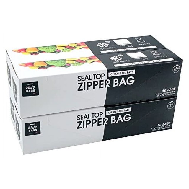 Bolsas de almacenamiento 24/7, bolsas con doble cierre, tamaño galón, 200 unidades
