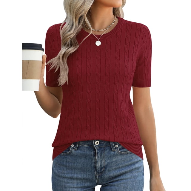 Elegante vestido casual tipo suéter Micoson de viscosa rojo vino para mujer