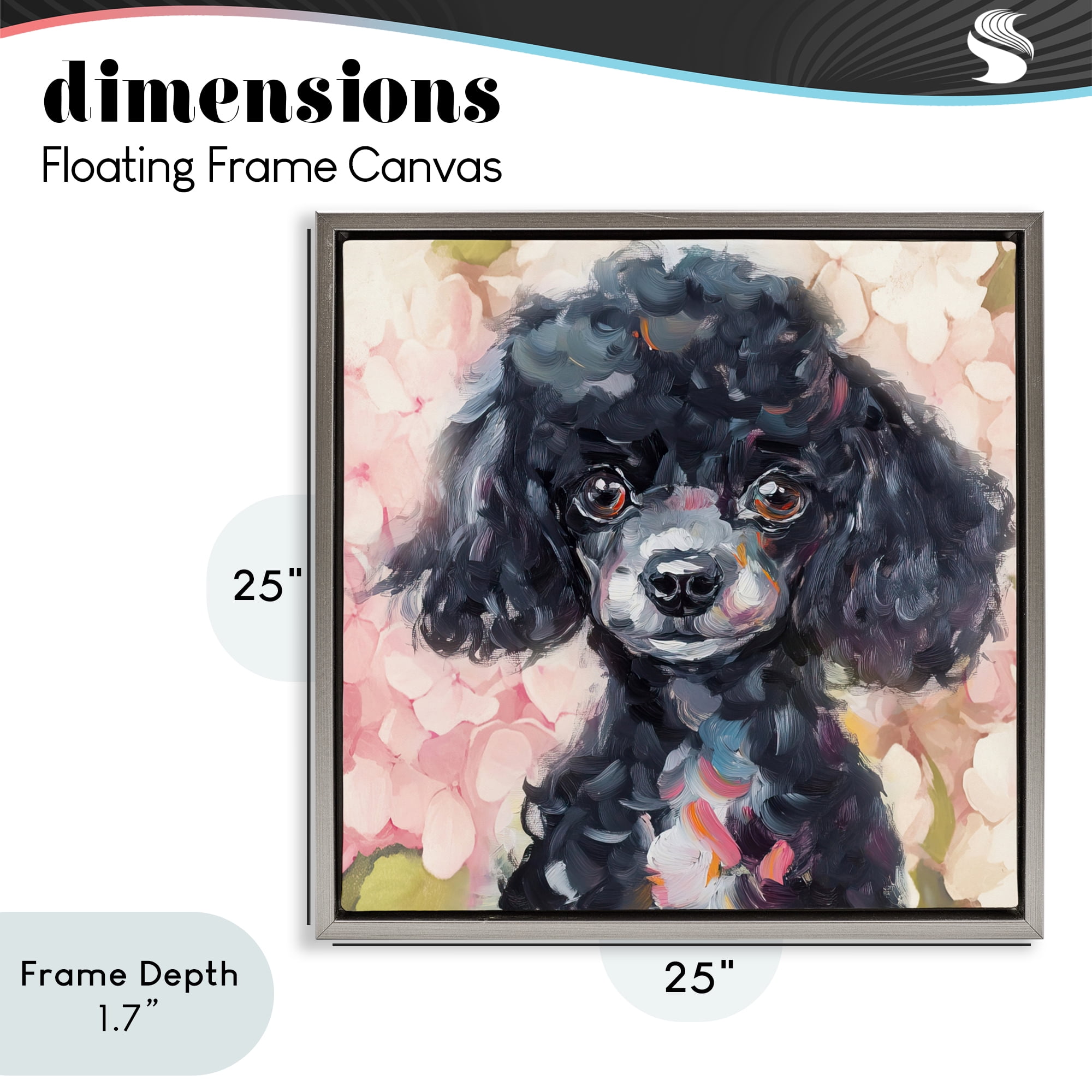 Stupell Industries Little Black Poodle Gray Framed Floater Canvas Wall Art, design by Tina LeCour
