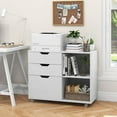 thumbnail image 2 of 3-Drawer File Cabinet, Rolling Lateral Filing Cabinet with Open Storage Shelves, Under Desk Storage Organizer Fits Legal/A4/Letter Size Files, Wood Mobile Printer Stand for Home Office (White), 2 of 18
