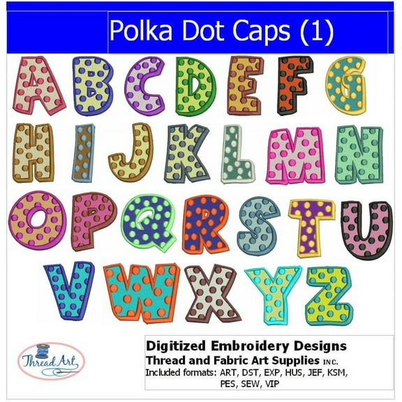 Polka Dot Caps(1) Embroidery Designs - All Popular Formats Included - Loaded on USB Stick
