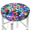 thumbnail image 3 of Naloa Colorful Tie Dye Stained Glass 2 Round Bar Stool Cushion Cover 12-14 inch, Fits Kitchen, Office, Restaurant Chairs - 13 inch, 3 of 7