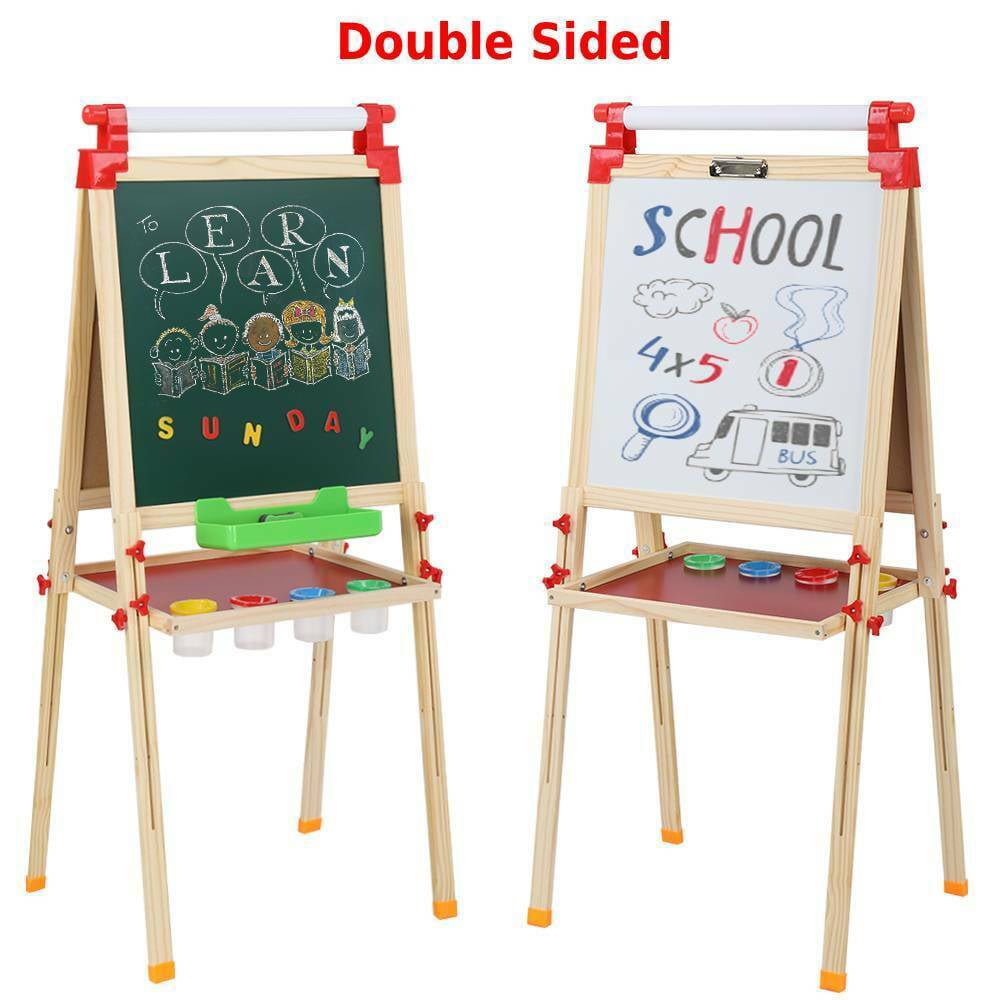 Wooden Easel for Kids Double Sided Adjustable Art Chalkboard Table Easel Educational Drawing Board Toy for Girls Boys 3-9 Years Old