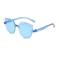thumbnail image 2 of Gafas de sol retro sin marco para mujer, con degradado irregular, sin montura, protección UV para azul degradado, 2 of 9