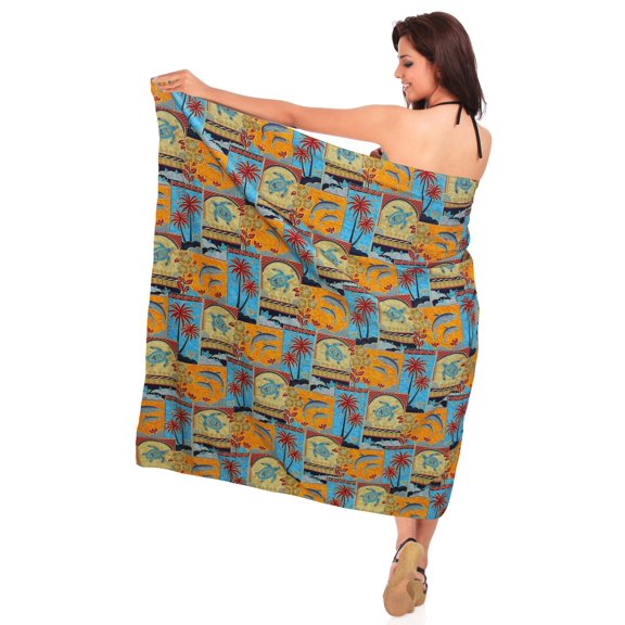 HAPPY BAY Women's Summer Beachwear Sarong Bikini Wraps Swim Cover up Skirt Wrap Swimwear Swimsuit Beach Coverups for Women One Size Sand, Tropical