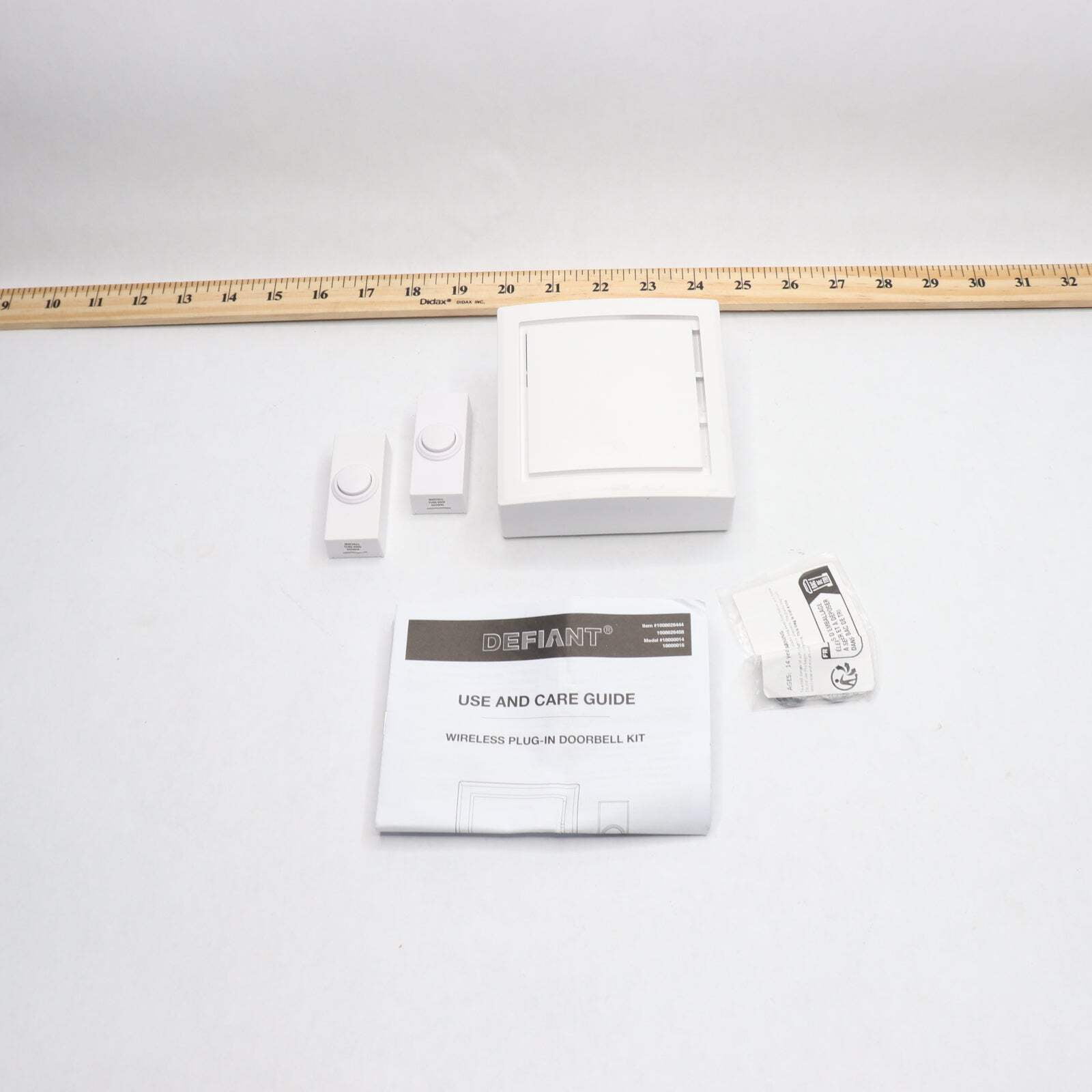 Defiant Wireless Plug-in Doorbell Kit with 1 Push Button, White