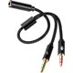 thumbnail image 1 of wonima11 Headphone Splitter for Computer, Black 3.5mm Female to 2 Dual Male Audio Adapter Y Braided Headset Splitter Cable Mic Audio Converters Cable Cord for Headset Microphone Laptop, 1 of 1