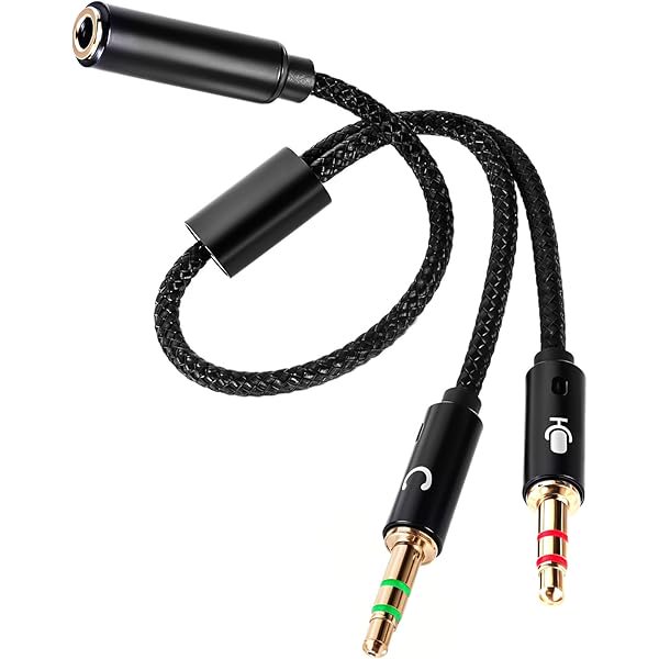 wonima11 Headphone Splitter for Computer, Black 3.5mm Female to 2 Dual Male Audio Adapter Y Braided Headset Splitter Cable Mic Audio Converters Cable Cord for Headset Microphone Laptop