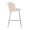 thumbnail image 3 of Fran Pleated Waves Contemporary Glam Fixed-Height Counter Stool In Chrome Metal And White Velvet - Set Of 2, 3 of 7
