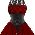 thumbnail image 3 of yoeyez Womens Halter Gothic Dress With Corset Sexy Sleeveless Lace Swing Dress Halloween Cocktail Hippie Steampunk Dresses 2025 halloween costumes for women, 3 of 5