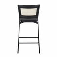 thumbnail image 4 of Rattan Tania Contemporary Counter Stool In Black Metal, Black Faux Leather, And Rattan Back - Set Of 2, 4 of 7