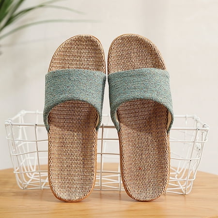 

Alueeu Women s slipper Women s Fashion Casual Slip On Linen Slides Indoor Home Slippers Beach Shoes