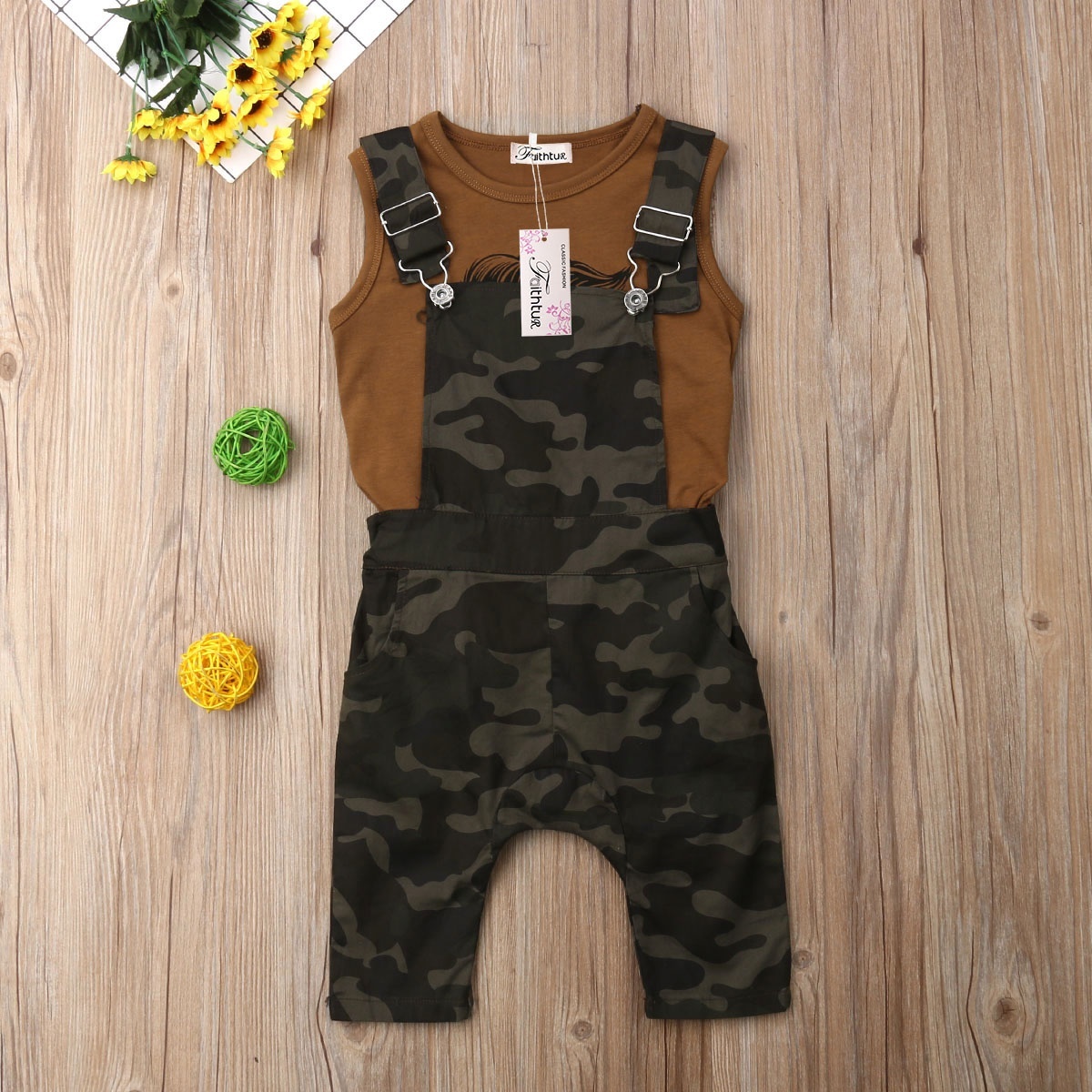 baby boy camo overalls