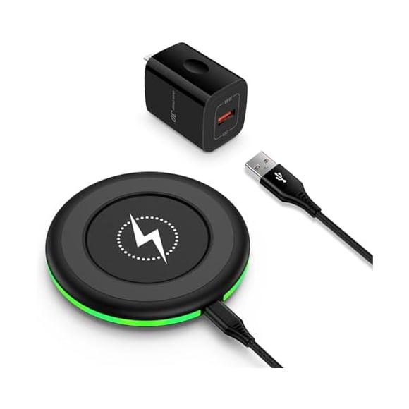 LinQingQ Android Phone Wireless Charger Samsung Pad Fast Charging for Galaxy S25/S24,Pixel Stand 15W Wireless Charger Mat Station with Power Adapter cargador inalámbrico para Google Pixel 10/10 Pro XL