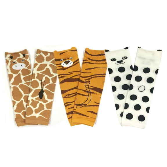 Wrapables® Baby 3 Pair Wilderness Buddies Leg Warmers, Giraffe, Tiger, Panda