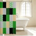 thumbnail image 3 of Manfei Art Plaid Shower Curtain 72Wx72L,Abstract Grid Bathroom Curtain,Green Yellow, 3 of 5