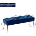 thumbnail image 3 of Wubio Button-Tufted Ottoman Bench, Upholstered Bedroom Benches Velvet Footrest Stool Dining Bench Accent Bench for Entryway Dining Room Living Room Bedroom, Dark Blue, 3 of 9