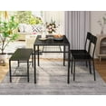 thumbnail image 5 of Dining Table Set for 4, Lofka Wooden Kitchen Table Set with Bench and 2 Chairs for Small Space | Dining Room, Black, 5 of 8