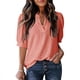 thumbnail image 1 of Mujeres de Manga Corta Tops Cuello en V de la Manga de la Moda Hueca Delgada Casual Top Color Sólido para Primavera Verano, 1 of 4