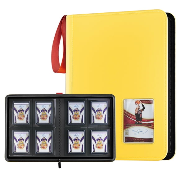 Cargador superior Binder ProCase con 4 bolsillos para 144 tarjetas, 3 x 4, color amarillo