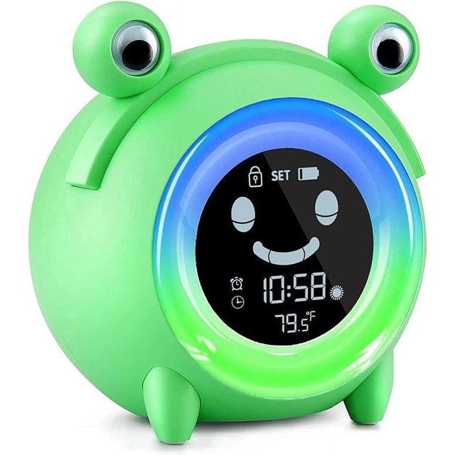 Reloj despertador para niños, bonito despertador con forma de rana para dormitorio infantil, máquina de sonido, temperatura, reloj despertador digital para niños y niñas, regalos de cumpleaños