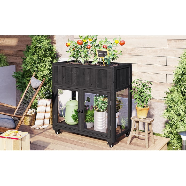 Segmart Movable Outdoor Elevated Rolling Planting Stand, Raised