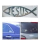 thumbnail image 3 of Emblema adhesivo 3D para coche, diseño de pez Jesús, cromado cepillado, reutilizable, 14,5 x 4 cm Plata, 3 of 9