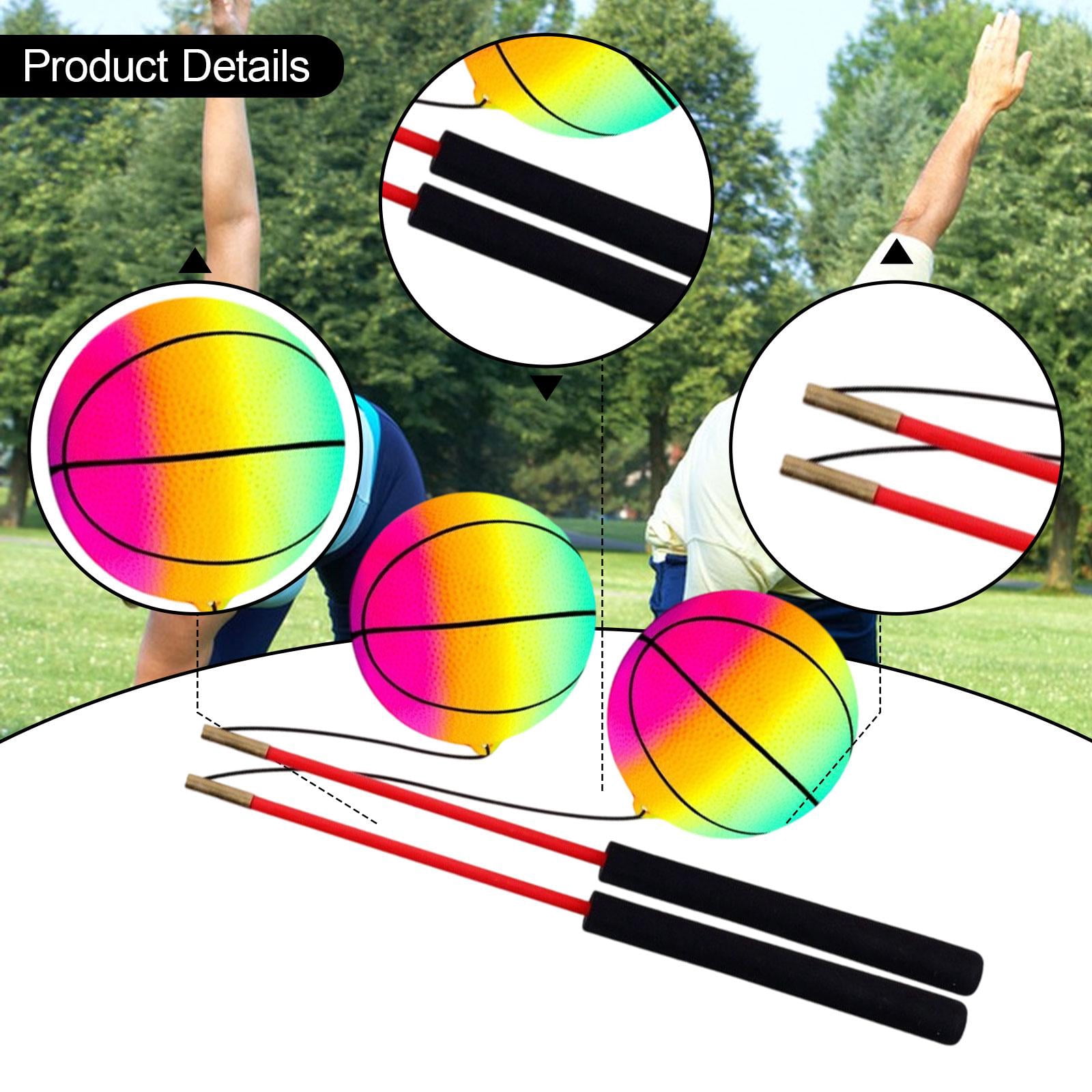 harayaa 2 Pieces Exercise Balls Fitness Balls Wobble Balls with Rod And Foam Handles for Colorful