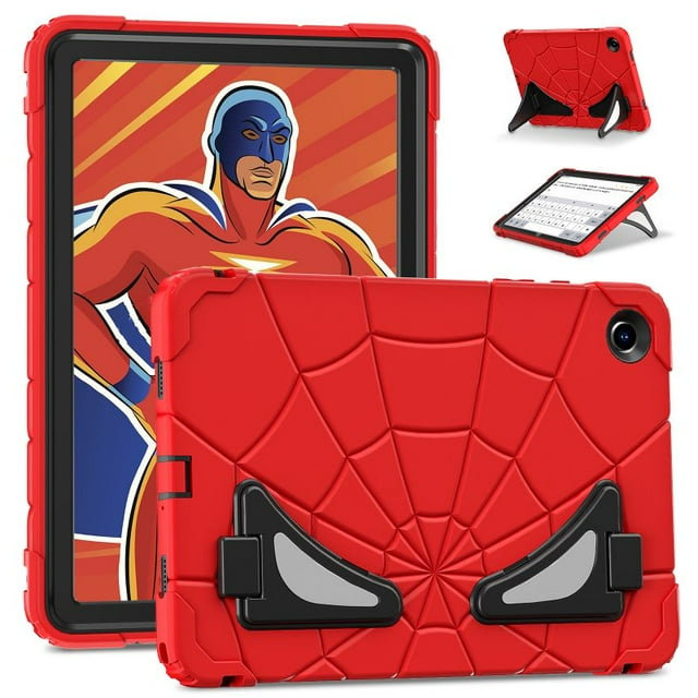 Étui Robuste Super Héros Enfants Sécuritaire en Silicone TPU PC à Armure Rigide pour Samsung Tab A9 A8 Plus Tablette Support Antichute Antichoc Rouge Noir Tab A9 Plus 11 2023