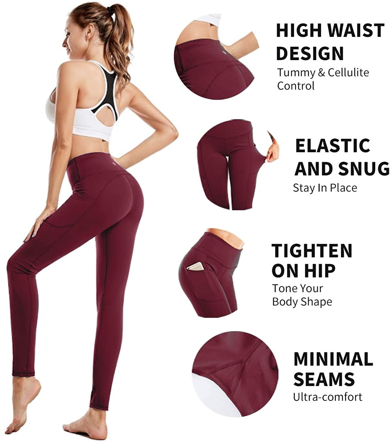High Waist Yoga Pants for Women, Non 