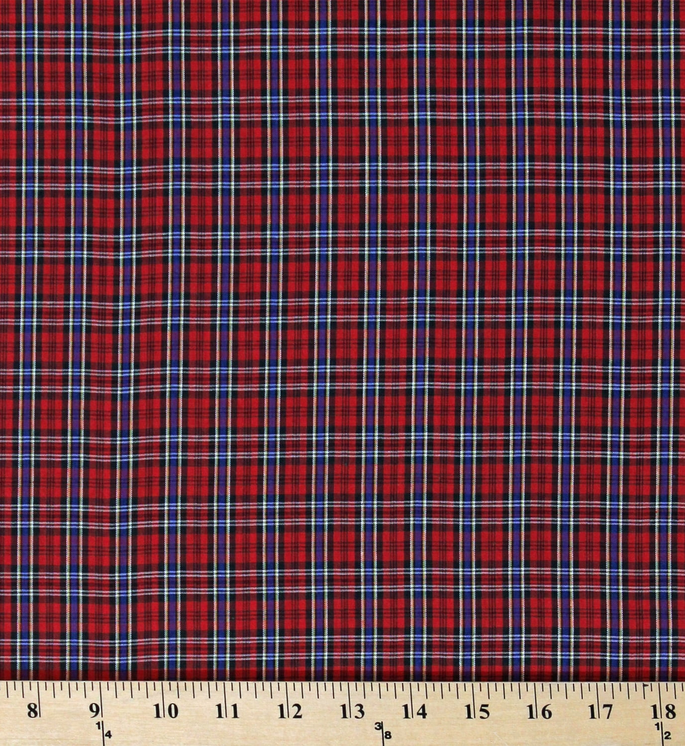 Tartan Plaid Shirting Red 42" Wide Dacron Cotton Yarn Dyed Fabric by the Yard