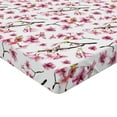 thumbnail image 2 of Ambesonne Cherry Blossom Fitted Sheet, Sakura Branch, California King, Hot Pink Green Brown, 2 of 3