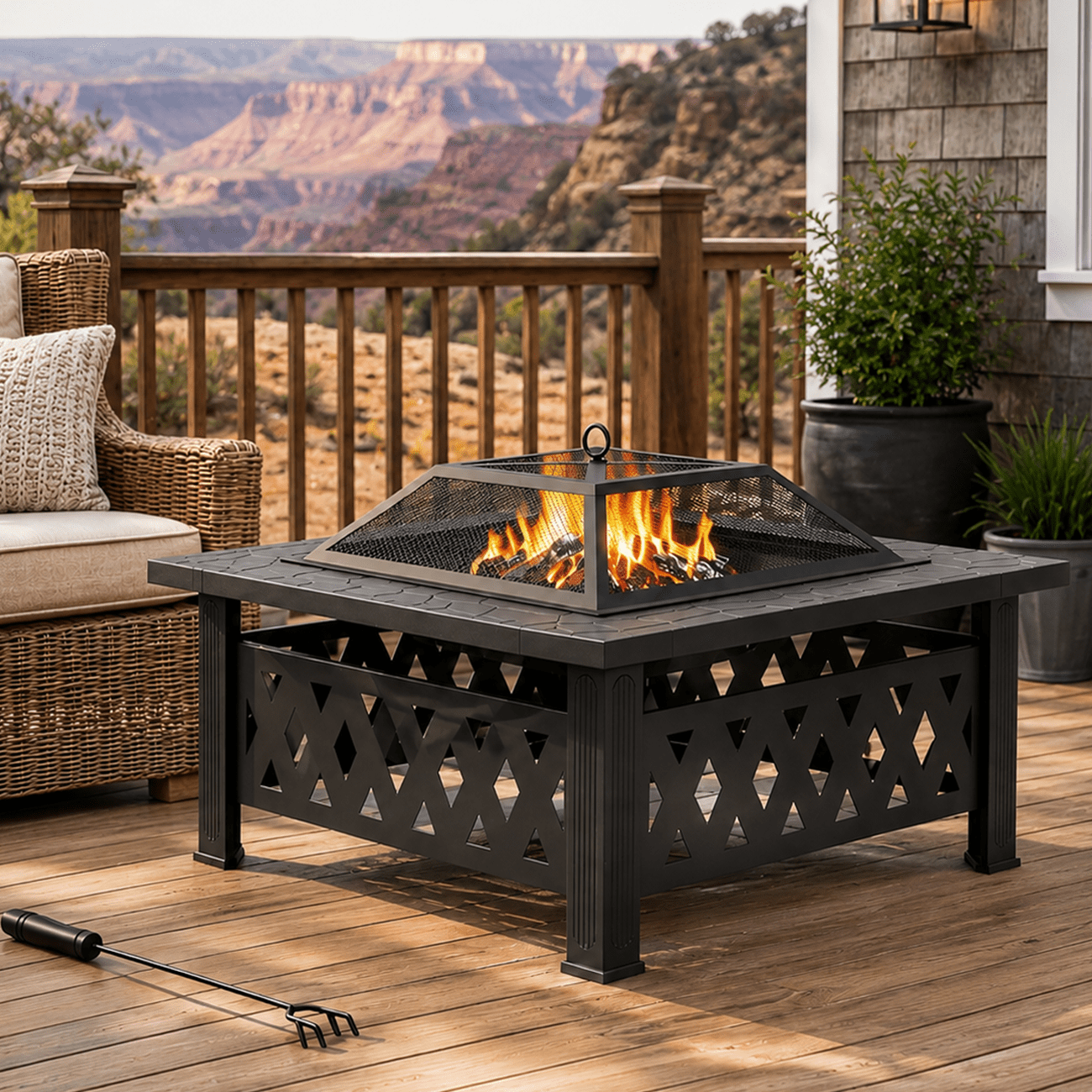 K1153 32'' Outdoor Fire Pit Table, Fireplace/Ice Pit, Metal Stove